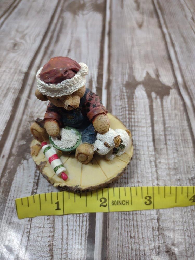 Christmas Small Candle Jar Topper Baking With Teddy Bear and Puppy - Picture 3 of 8
